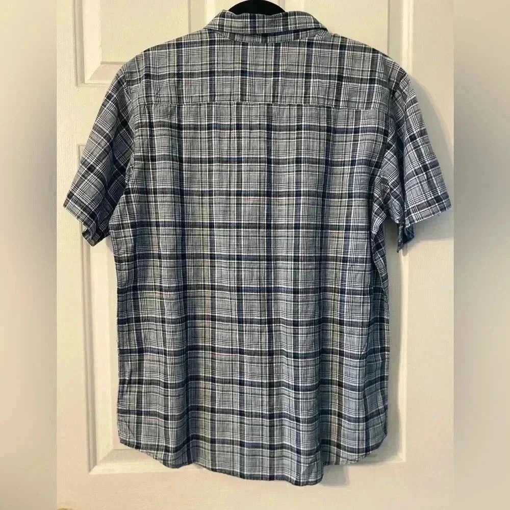 Columbia Mens blue green‎ plaid short sleeve button down cotton shirt Size M